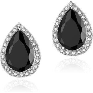 Women's Teardrop Mall Dainty Birthstone Cubic Zirconia Black Elegant Earring